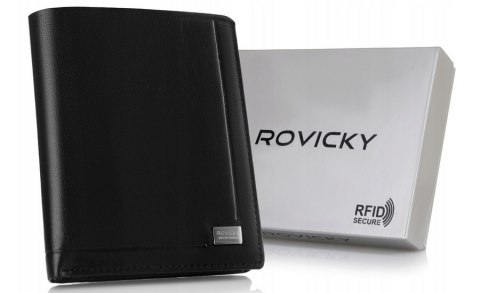 Skórzany portfel męski w orientacji pionowej - Rovicky Skórzany portfel męski w orientacji pionowej - Rovicky