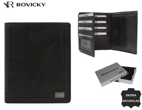 Skórzany portfel męski w orientacji pionowej - Rovicky Skórzany portfel męski w orientacji pionowej - Rovicky