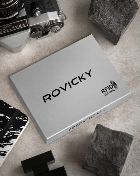 Skórzany portfel męski w orientacji pionowej - Rovicky Skórzany portfel męski w orientacji pionowej - Rovicky