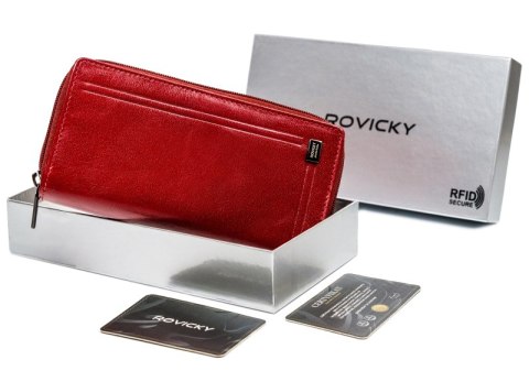 Duży, skórzany portfel damski na zamek - Rovicky Duży, skórzany portfel damski na zamek - Rovicky