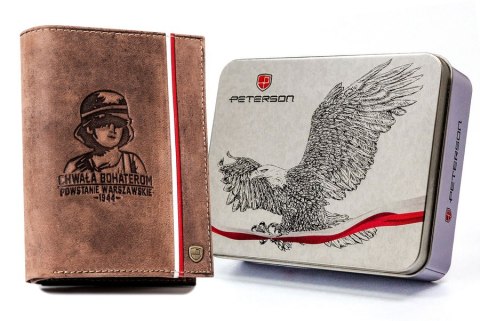 Duży, skórzany portfel męski z motywem patriotycznym - Peterson Duży, skórzany portfel męski z motywem patriotycznym - Peterson