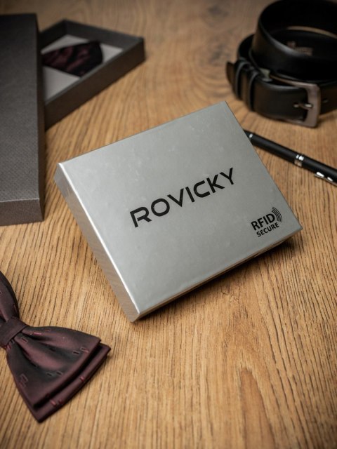 Elegancki portfel męski ze skóry naturalnej - Rovicky Elegancki portfel męski ze skóry naturalnej - Rovicky