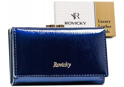 Skórzany portfel damski na bigiel i zatrzask - Rovicky Skórzany portfel damski na bigiel i zatrzask - Rovicky