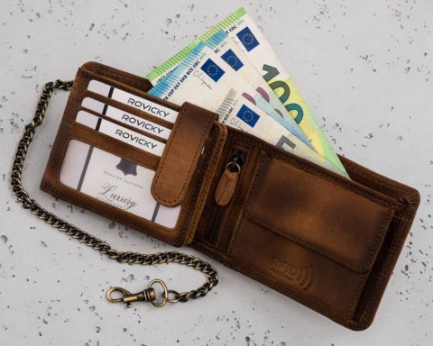 Duży, skórzany portfel męski z łańcuszkiem Duży, skórzany portfel męski z łańcuszkiem