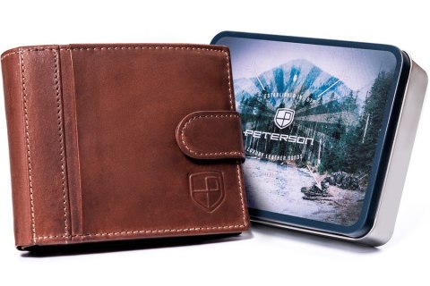 Skórzany portfel męski na karty z zabezpieczeniem RFID Protect - Peterson Skórzany portfel męski na karty z zabezpieczeniem RFID Protect - Peterson