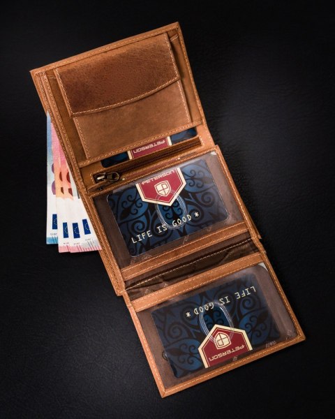 Skórzany portfel męski z systemem RFID Protect - Peterson Skórzany portfel męski z systemem RFID Protect - Peterson