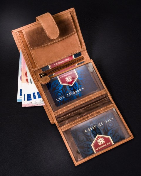 Skórzany portfel męski z zabezpieczeniem RFID Protect - Peterson Skórzany portfel męski z zabezpieczeniem RFID Protect - Peterson