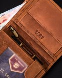 Pionowy, skórzany portfel męski z wewnętrzną kieszonką - Peterson