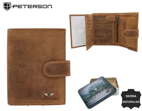 Portfel męski z wysokojakościowej skóry naturalnej z systemem RFID Protect - Peterson Portfel męski z wysokojakościowej skóry naturalnej z systemem RFID Protect - Peterson