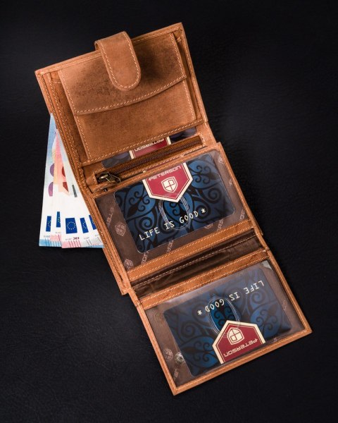Portfel męski z wysokojakościowej skóry naturalnej z systemem RFID Protect - Peterson Portfel męski z wysokojakościowej skóry naturalnej z systemem RFID Protect - Peterson