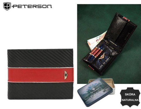 Portfel męski ze skóry naturalnej bez zapięcia - Peterson Portfel męski ze skóry naturalnej bez zapięcia - Peterson