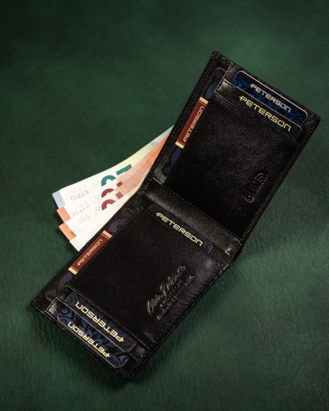 Portfel męski ze skóry naturalnej carbon - Peterson Portfel męski ze skóry naturalnej carbon - Peterson