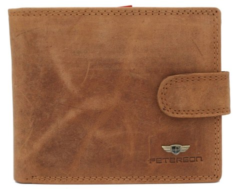 Poziomy portfel męski ze skóry naturalnej, system RFID Protect - Peterson Poziomy portfel męski ze skóry naturalnej, system RFID Protect - Peterson