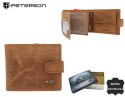 Poziomy portfel męski ze skóry naturalnej, system RFID Protect - Peterson