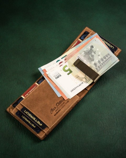 Skórzany portfel męski z klipsem na banknoty - Peterson Skórzany portfel męski z klipsem na banknoty - Peterson