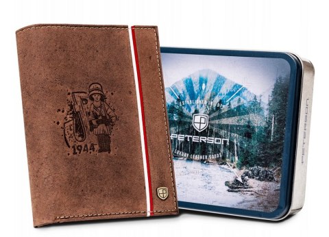 Skórzany portfel męski z motywem patriotycznym - Peterson Skórzany portfel męski z motywem patriotycznym - Peterson