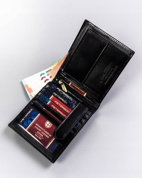 Elegancki portfel męski ze skóry naturalnej - Peterson Elegancki portfel męski ze skóry naturalnej - Peterson