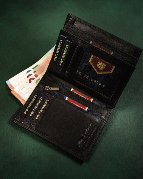 Elegancki portfel męski ze skóry naturalnej - Peterson Elegancki portfel męski ze skóry naturalnej - Peterson