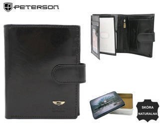 Skórzany portfel męski na zatrzask - Peterson Skórzany portfel męski na zatrzask - Peterson