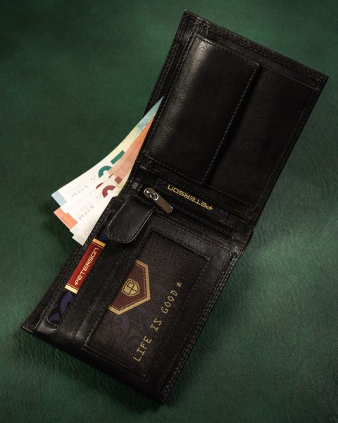 Skórzany portfel męski z zabezpieczeniem RFID Protect - Peterson Skórzany portfel męski z zabezpieczeniem RFID Protect - Peterson
