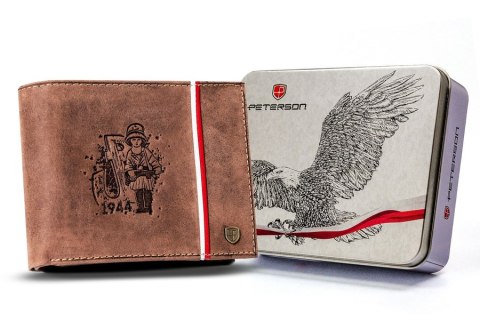 Skórzany portfel męski z patriotycznym wzorem - Peterson Skórzany portfel męski z patriotycznym wzorem - Peterson