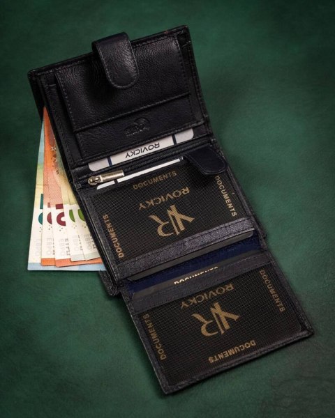 Klasyczny, skórzany portfel męski na zatrzask - Rovicky Klasyczny, skórzany portfel męski na zatrzask - Rovicky