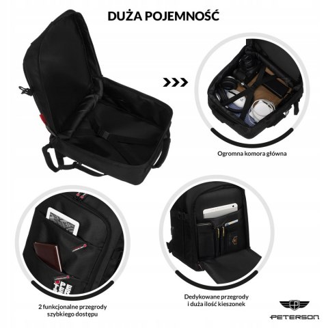 Podróżny, wodoodporny plecak z miejscem na laptopa - Peterson Podróżny, wodoodporny plecak z miejscem na laptopa - Peterson