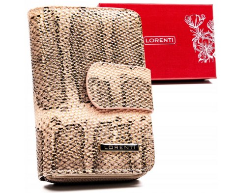 Skórzany portfel damski z systemem RFID Protect, zapinany zatrzaskiem - Lorenti Skórzany portfel damski z systemem RFID Protect, zapinany zatrzaskiem - Lorenti