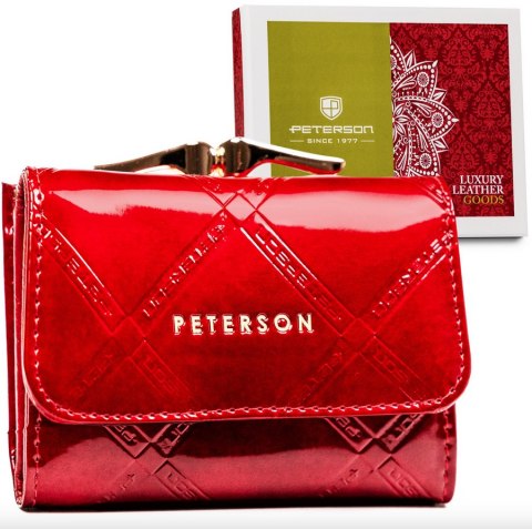 Niewielki, skórzany portfel damski na bigiel i zatrzask - Peterson Niewielki, skórzany portfel damski na bigiel i zatrzask - Peterson