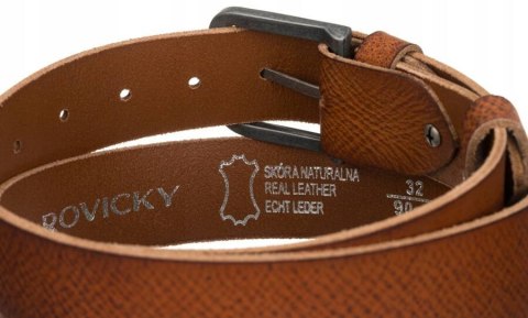 Skórzany pasek męski z klasyczną klamrą - Rovicky Skórzany pasek męski z klasyczną klamrą - Rovicky