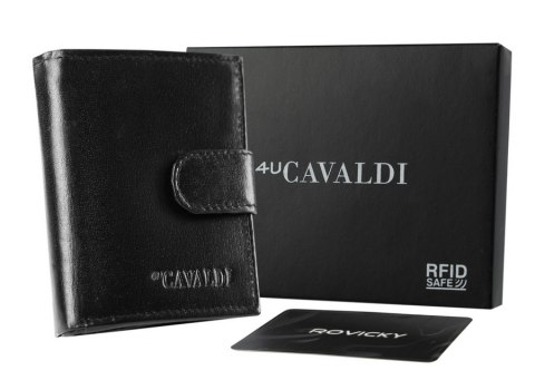 Skórzany portfel męski średnich rozmiarów z systemem RFID - 4U Cavaldi Skórzany portfel męski średnich rozmiarów z systemem RFID - 4U Cavaldi