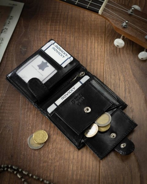 Skórzany portfel męski średnich rozmiarów z systemem RFID - 4U Cavaldi Skórzany portfel męski średnich rozmiarów z systemem RFID - 4U Cavaldi