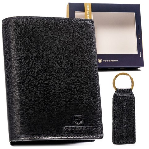 Zestaw prezentowy: elegancki, skórzany portfel męski i brelok - Peterson Zestaw prezentowy: elegancki, skórzany portfel męski i brelok - Peterson