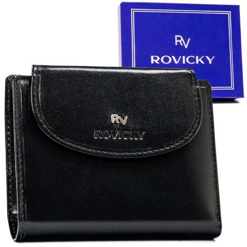 Skórzany portfel damski na zatrzask - Rovicky Skórzany portfel damski na zatrzask - Rovicky