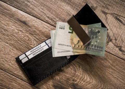 Mała banknotówka męska ze skóry naturalnej - Rovicky Mała banknotówka męska ze skóry naturalnej - Rovicky