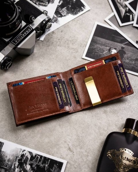 Zestaw prezentowy: skórzany portfel męski, etui i brelok - Peterson Zestaw prezentowy: skórzany portfel męski, etui i brelok - Peterson