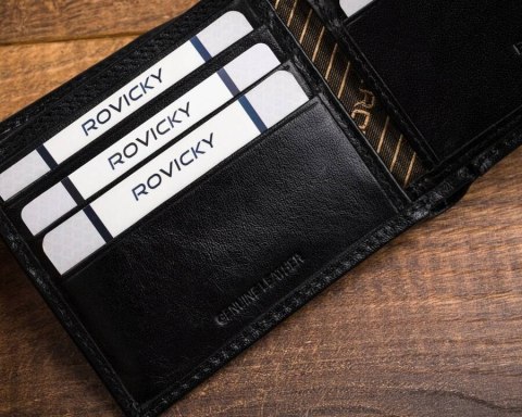 Klasyczy, skórzany portfel męski na zatrzask - Rovicky Klasyczy, skórzany portfel męski na zatrzask - Rovicky
