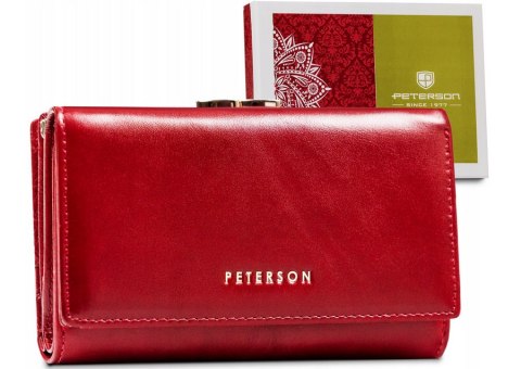 Skórzany portfel damski na bigiel i zatrzask - Peterson Skórzany portfel damski na bigiel i zatrzask - Peterson