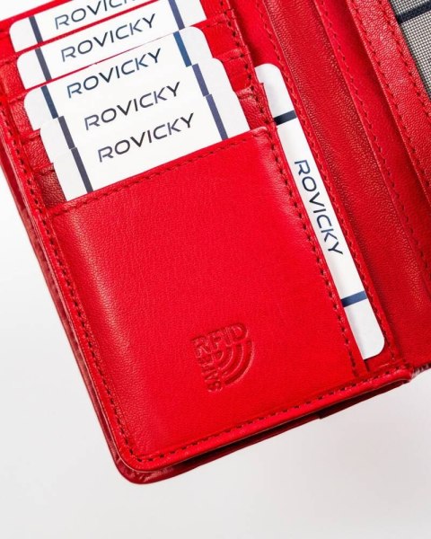 Skórzany portfel damski zamykany na zatrzask - Rovicky Skórzany portfel damski zamykany na zatrzask - Rovicky
