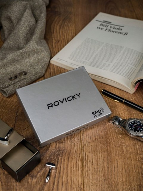 Duży, skórzany portfel męski na zatrzask - Rovicky Duży, skórzany portfel męski na zatrzask - Rovicky