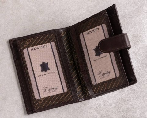 Elegancki portfel męski ze skóry naturalnej - Rovicky Elegancki portfel męski ze skóry naturalnej - Rovicky