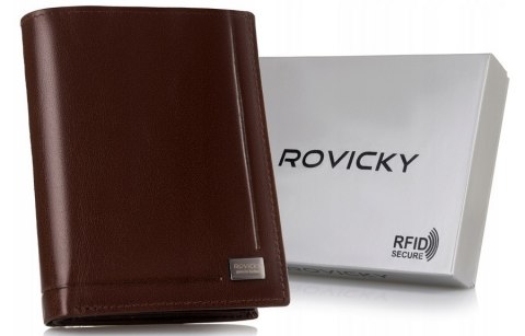 Elegancki portfel męski ze skóry naturalnej, bez zapięcia - Rovicky Elegancki portfel męski ze skóry naturalnej, bez zapięcia - Rovicky