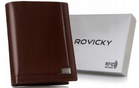 Elegancki portfel męski ze skóry naturalnej, bez zapięcia - Rovicky Elegancki portfel męski ze skóry naturalnej, bez zapięcia - Rovicky
