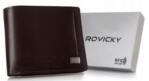 Klasyczny, elegancki portfel męski ze skóry naturalnej - Rovicky Klasyczny, elegancki portfel męski ze skóry naturalnej - Rovicky