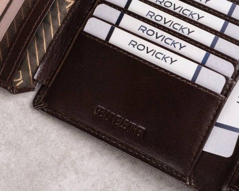 Skórzany portfel męski w orientacji pionowej - Rovicky Skórzany portfel męski w orientacji pionowej - Rovicky