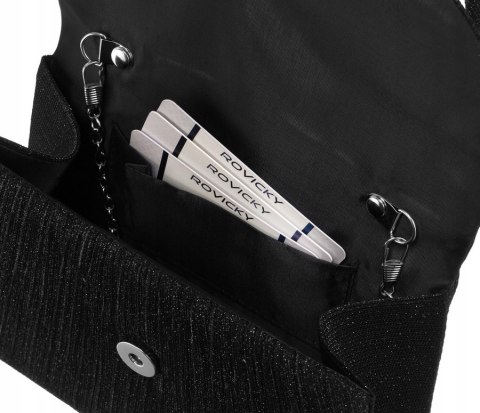 Elegancka, brokatowa kopertówka damska z łańcuszkiem - Rovicky Elegancka, brokatowa kopertówka damska z łańcuszkiem - Rovicky