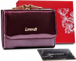Lakierowany, skórzany portfel damski z systemem RFID - Lorenti