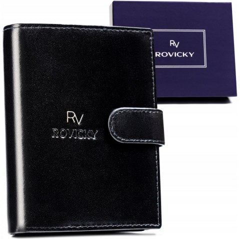 Portfel męski wyposażony w system RFID wykonany ze skóry naturalnej - Rovicky Portfel męski wyposażony w system RFID wykonany ze skóry naturalnej - Rovicky