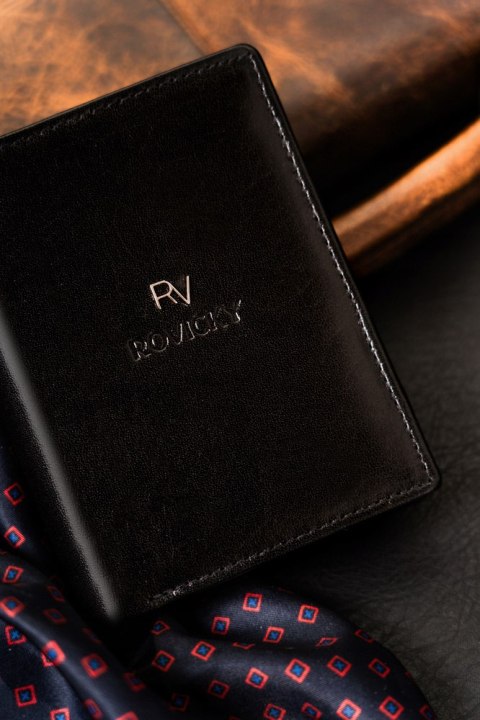 Portfel męski ze skóry naturalnej wyposażony w system RFID - Rovicky Portfel męski ze skóry naturalnej wyposażony w system RFID - Rovicky