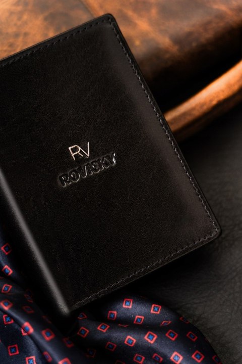 Rozbudowany portfel męski ze skóry naturalnej z systemem RFID - Rovicky Rozbudowany portfel męski ze skóry naturalnej z systemem RFID - Rovicky
